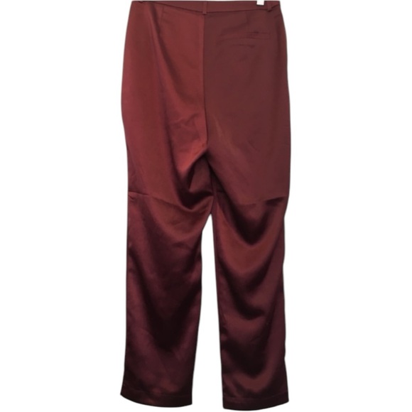 7.Lulus Burgundy Satin My Story Trouser Pants S - Picture 4 of 11